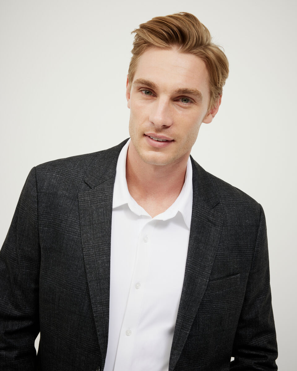 Travel Performance Jersey Check Tailored Jacket, Charcoal, hi-res